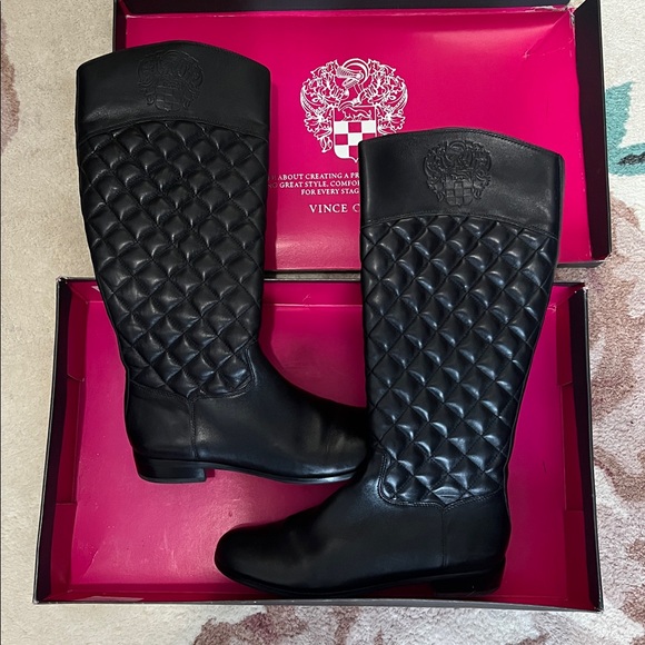 Vince Camuto Shoes - Vince Camuto Black Quilted Over the Knee Boots